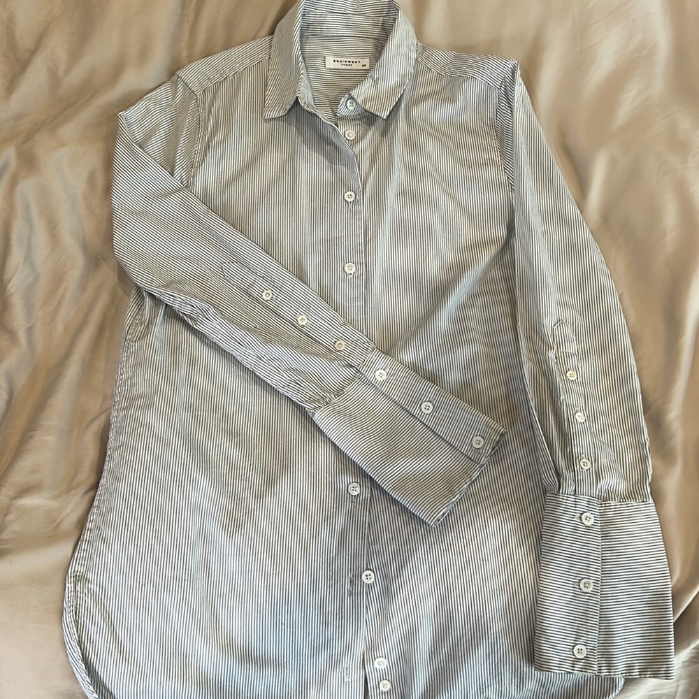 Equipment striped cotton longline button-down